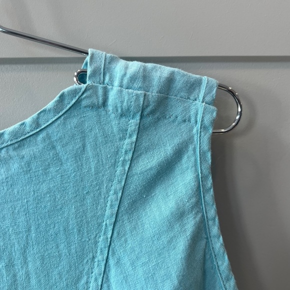 Flax Tiffany Blue Linen Asymetrical Contemporary Minimalist Tank Top Medium - Picture 8 of 9